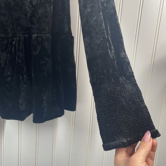 William Rast Womens Velvet Ramsey Choker Ruffled Neckline Peasant Top Size Large - Picture 5 of 10